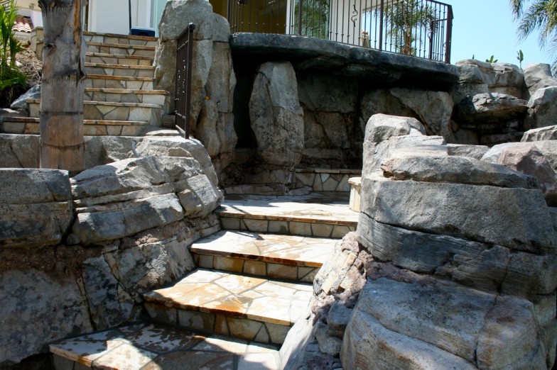 Stone stairs, showcasing how many different avenues this pool construction company can take