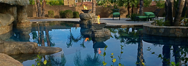 Pool with Fire Pits